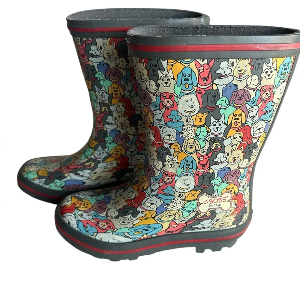 Bob‎ by Skechers Child Sz 2 Bobs For Dogs Waterproof Rubber Multicolor Rain Boot
